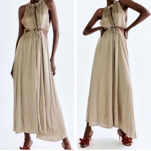 Zara wrinkle Look Satin Effect cut Out Dress. New With Tags.